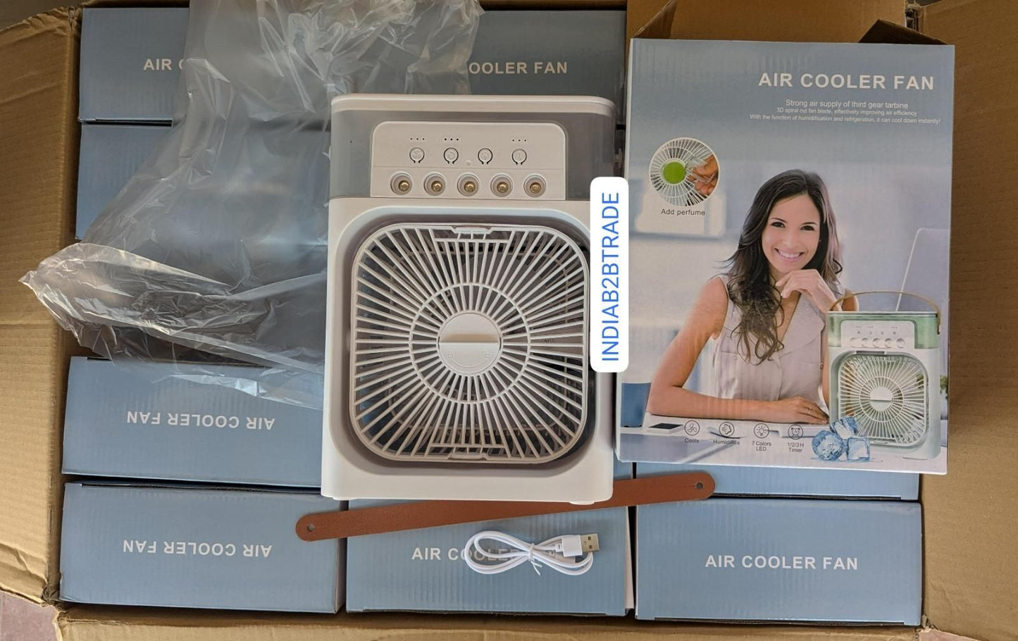 Portable Rechargeable Box Fan 🌪️ | Silent Cooling with LED Light & USB Charging ⚡