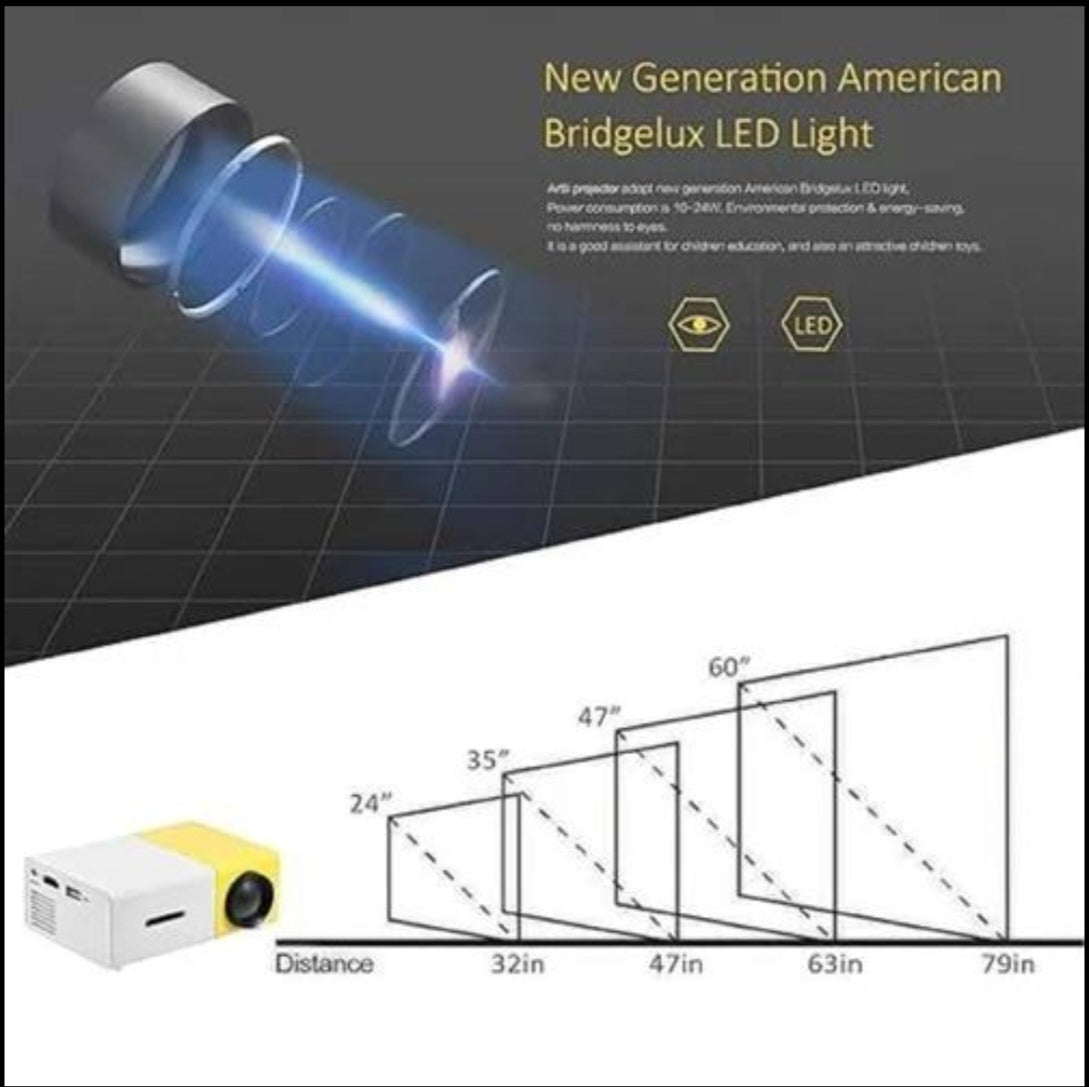 Mini Portable LED Projector ๐ฌ | 1080P HD Home Theater ๐ฝ๏ธ | Compact & Stylish Design