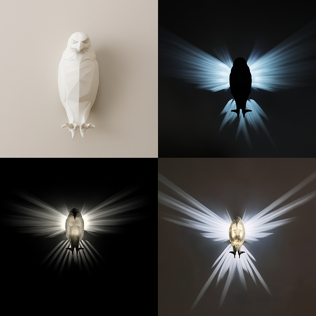 "Luminous Owl Wall Lamp β Elegant Ambient Light for Modern Interiors"