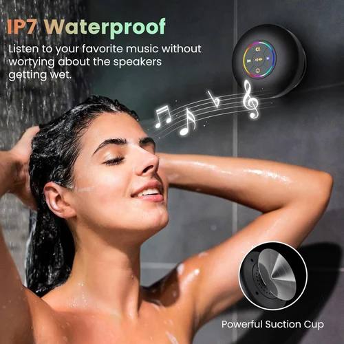 🛁 Waterproof Bluetooth Shower Speaker with LED Lights 🔊🌈