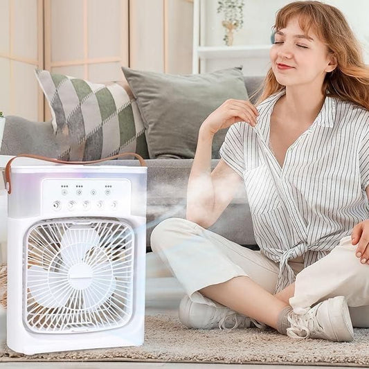 Portable Rechargeable Box Fan 🌪️ | Silent Cooling with LED Light & USB Charging ⚡