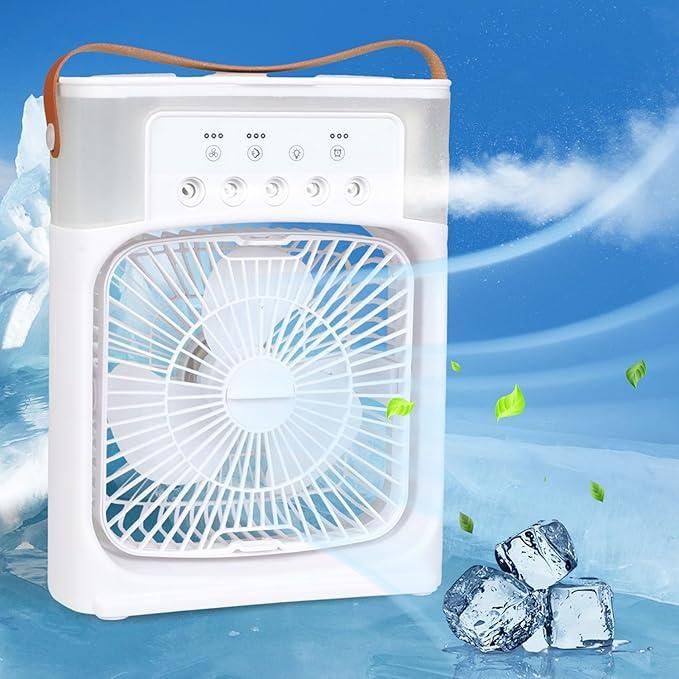 Portable Rechargeable Box Fan 🌪️ | Silent Cooling with LED Light & USB Charging ⚡