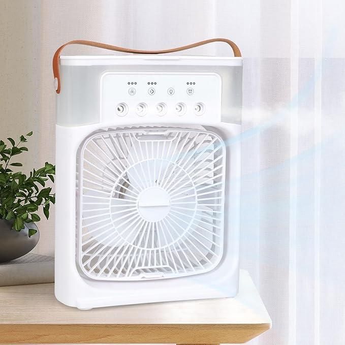 Portable Rechargeable Box Fan 🌪️ | Silent Cooling with LED Light & USB Charging ⚡