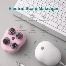 💆‍♀️ Electric Scalp Massager✨ | LED Light Therapy 💡 | 4 Detachable Heads 🔄 | Waterproof Design | Deep Relaxation & Hair Care Tool 🌿