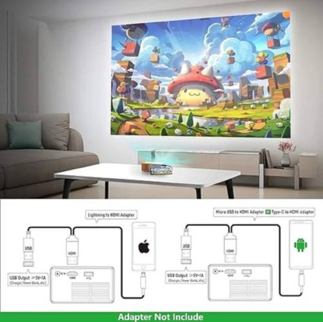 Mini Portable LED Projector 🎬 | 1080P HD Home Theater 📽️ | Compact & Stylish Design