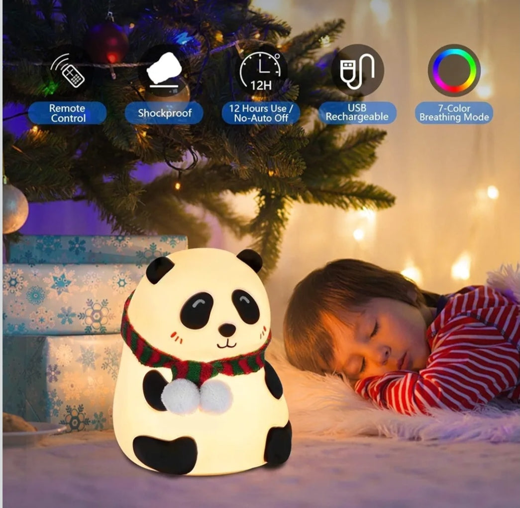 🧸✨ Panda Night Light – USB Rechargeable Cute Silicone Lamp