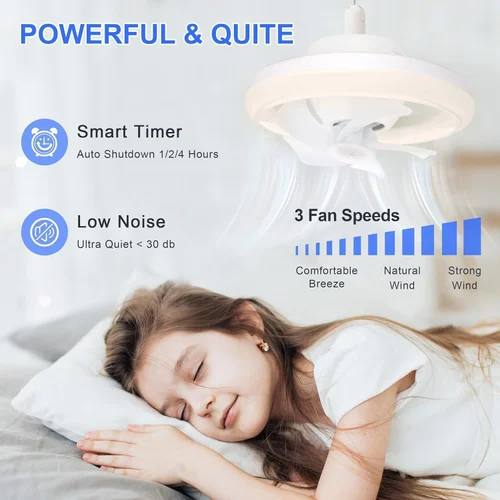 🌀 LED Ceiling Fan Light with Remote Control – 2-in-1 Silent Cooling & Bright Lighting 💡