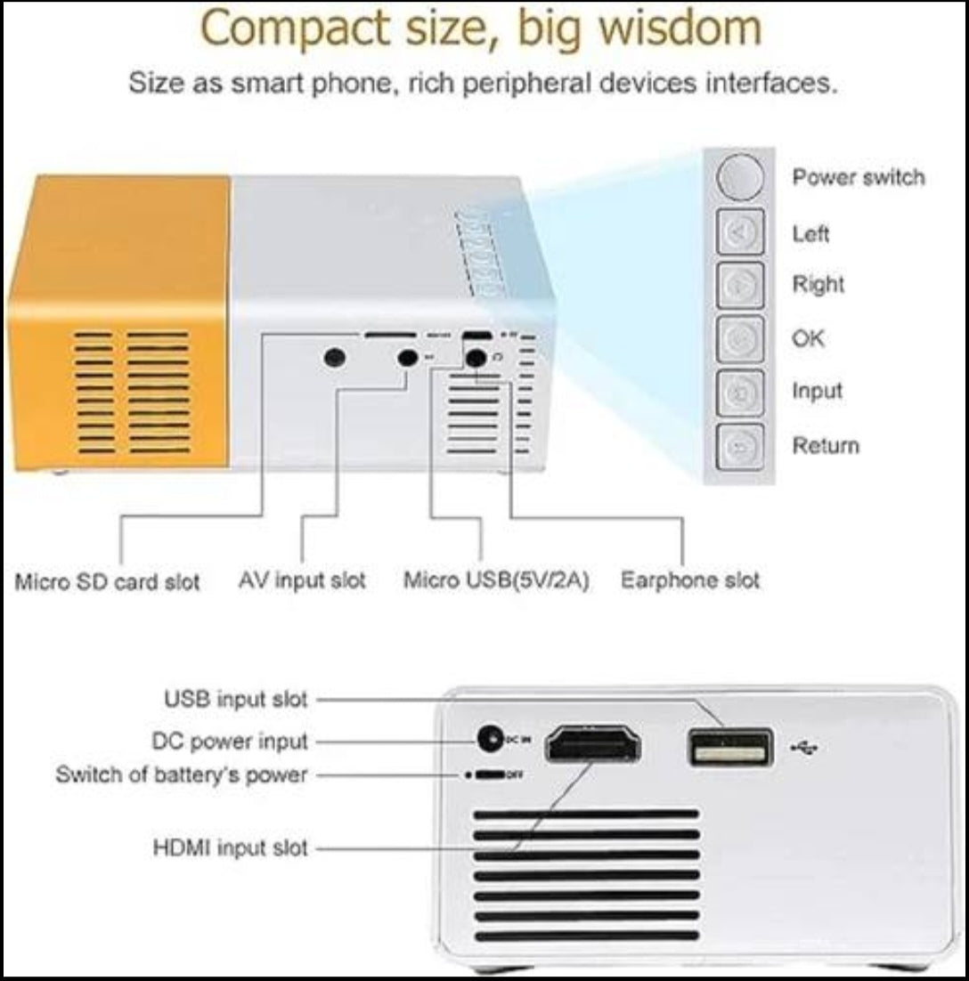 Mini Portable LED Projector 🎬 | 1080P HD Home Theater 📽️ | Compact & Stylish Design