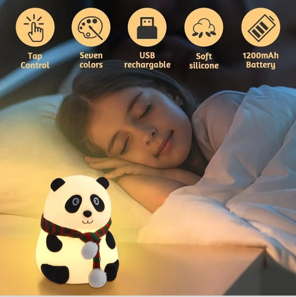 🧸✨ Panda Night Light – USB Rechargeable Cute Silicone Lamp