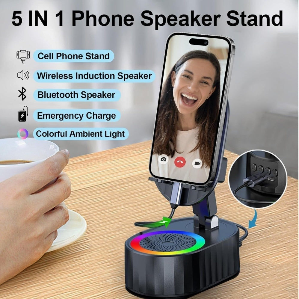 📱 5-in-1 Wireless Phone Speaker Stand 🔊✨