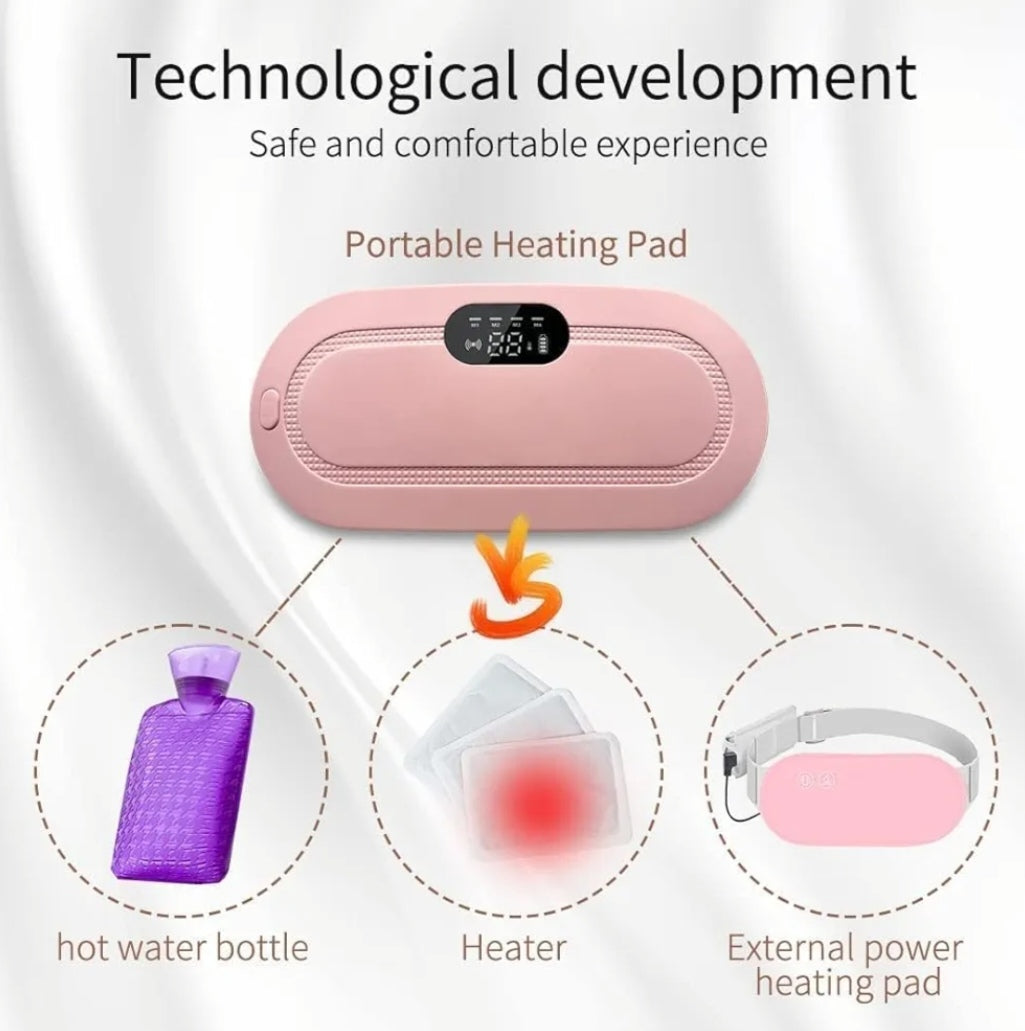 🌸 Smart Heating Pad Belt for Period Pain Relief – Rechargeable Electric Waist & Abdomen Massager 🔋💆‍♀️