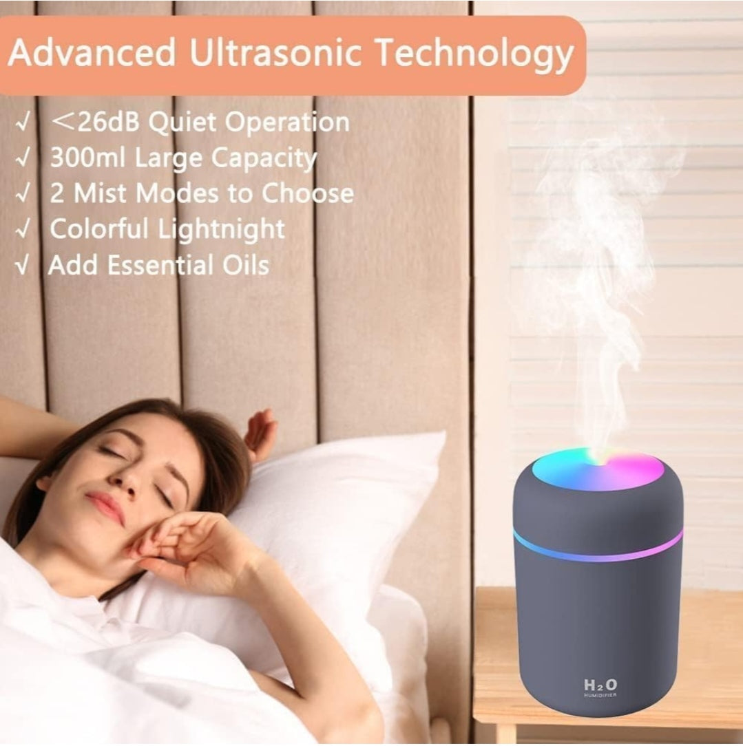 🌀 H2O Mini Air Humidifier with LED Light 🌈 (3 Colors Available)