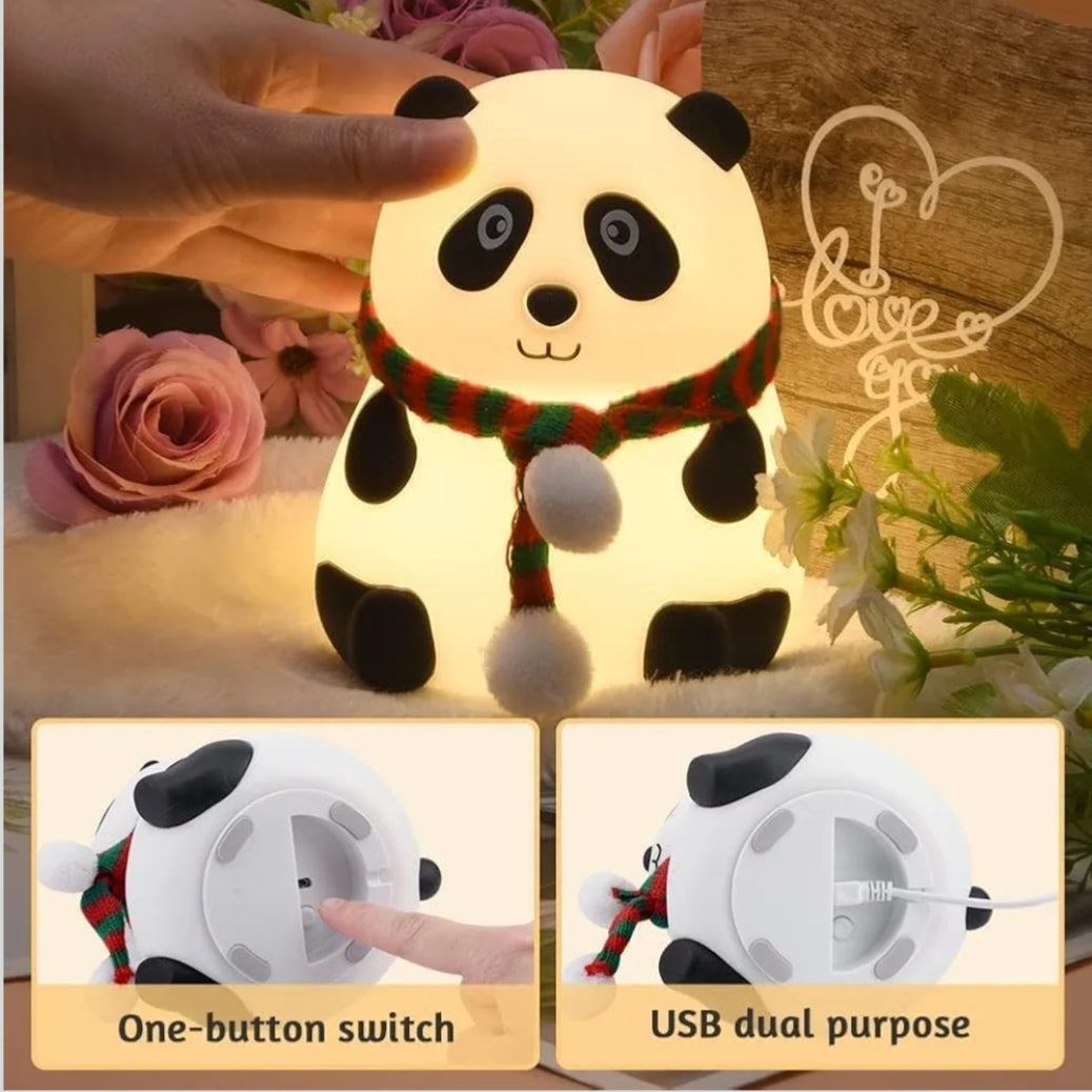 🧸✨ Panda Night Light – USB Rechargeable Cute Silicone Lamp