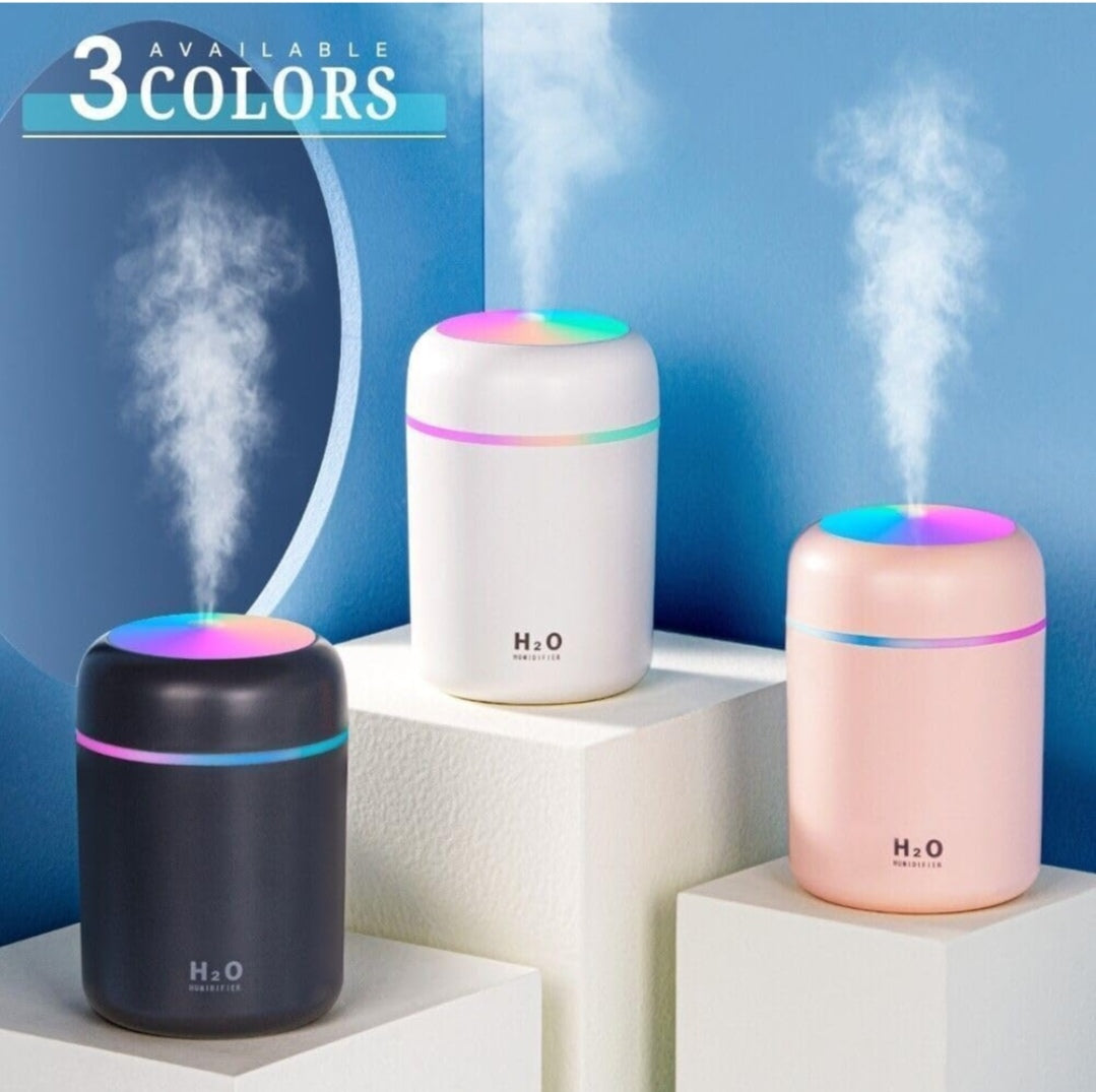 🌀 H2O Mini Air Humidifier with LED Light 🌈 (3 Colors Available)
