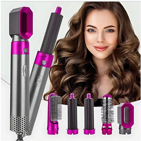 ⭐ 5-in-1 Multi-Function Hair Styling Tool Set | Hot Air Brush, Curlers & Dryer Attachment