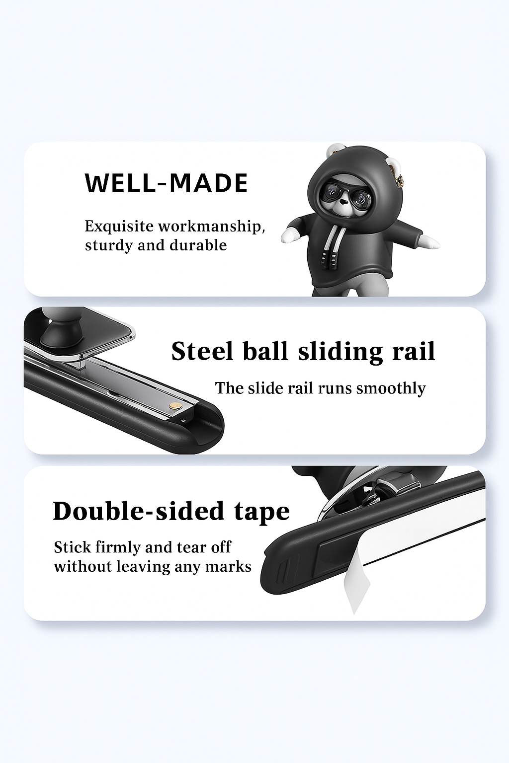 🛹 Cool Bear Sliding Dashboard Toy – Smooth & Silent Motion Buddy 🐻