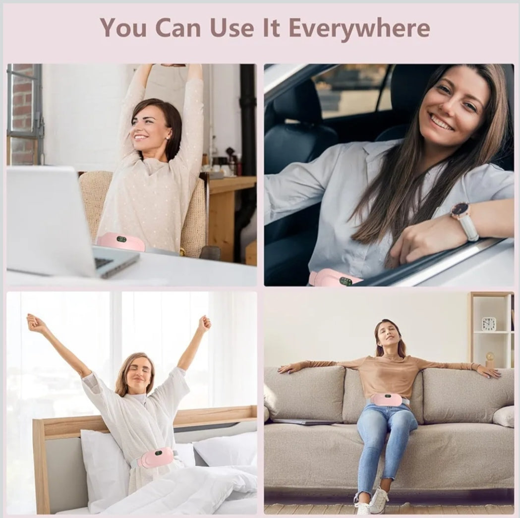 🌸 Smart Heating Pad Belt for Period Pain Relief – Rechargeable Electric Waist & Abdomen Massager 🔋💆‍♀️