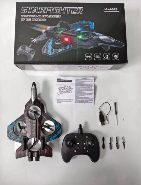 Starfighter RC Space Drone ✨ | 360° Stunt Flying | LED Lights | Remote Control Toy
