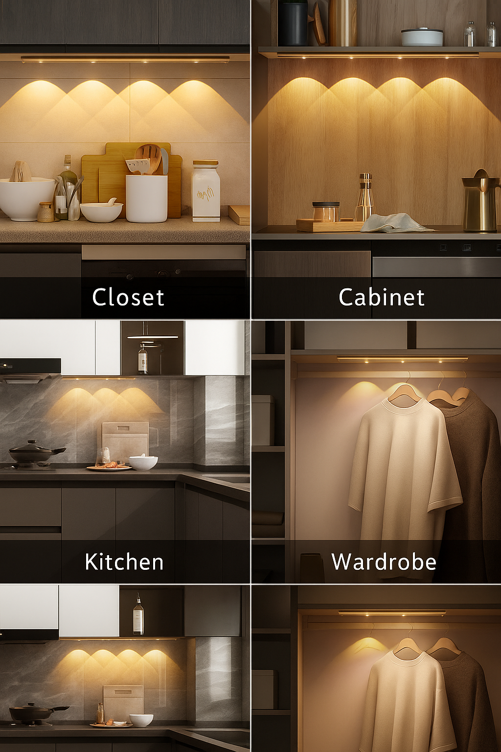 ✨ Motion Sensor LED Under Cabinet Light – Rechargeable Wireless Night Lamp 💡