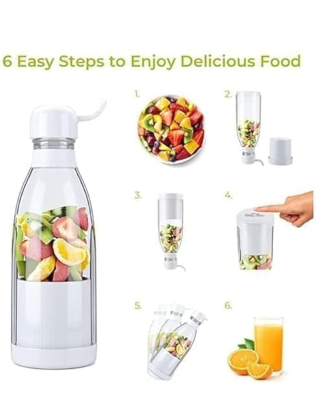 🧃 Portable 6-Blade Mini Juicer – Updated Version