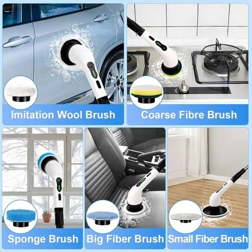 🌀 Electric Cleaning Brush with 4 Replaceable Heads