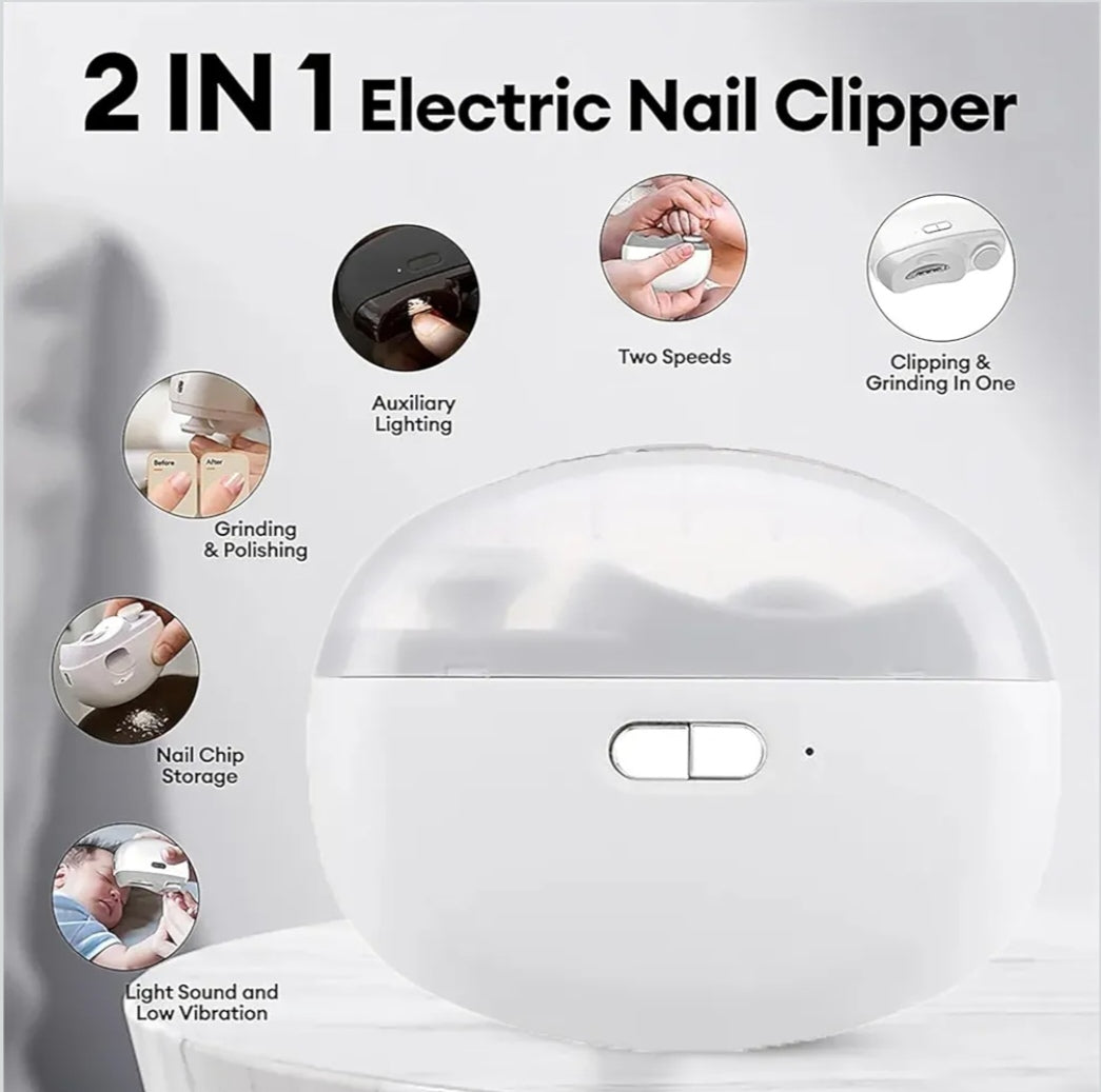 💅 2-in-1 Electric Nail Clipper & Grinder – Safe, Silent & Rechargeable ✨