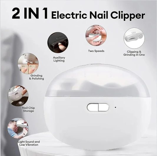 💅 2-in-1 Electric Nail Clipper & Grinder – Safe, Silent & Rechargeable ✨