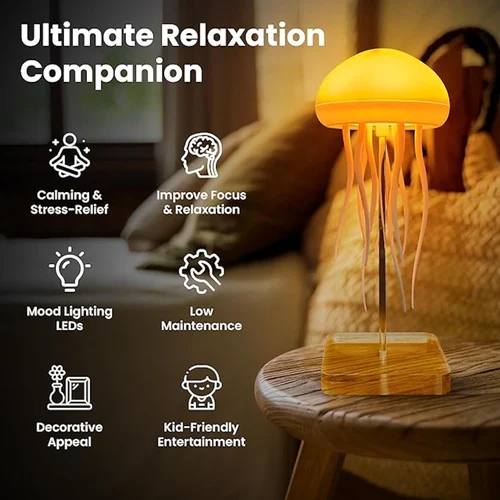 🪼 Cute Jellyfish LED Lamp – Rechargeable & Dual-Mode Touch Control 🌈