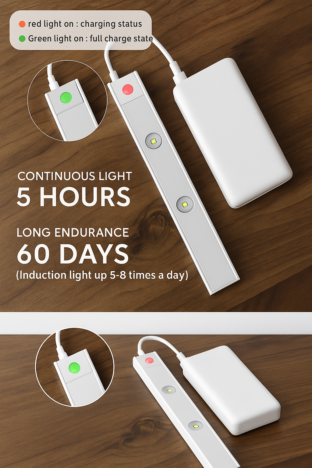 ✨ Motion Sensor LED Under Cabinet Light – Rechargeable Wireless Night Lamp 💡