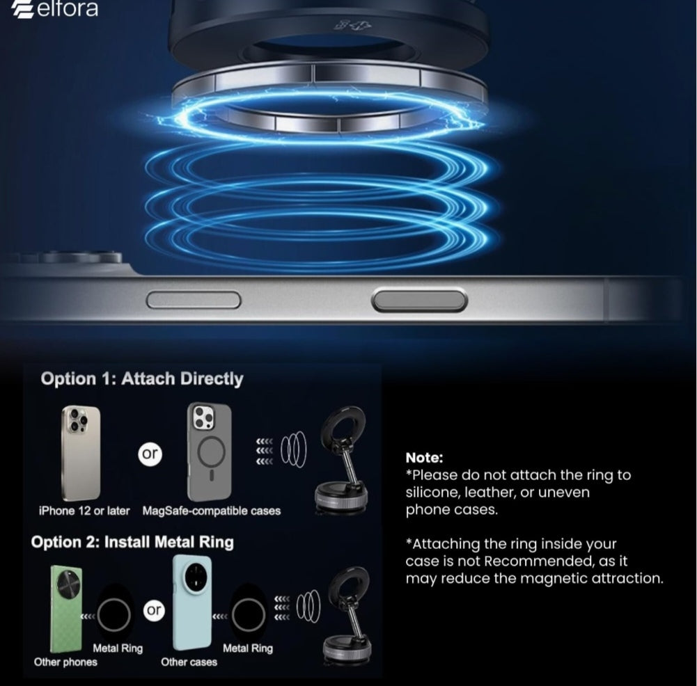 📱 MagSafe Magnetic Ring Holder – Ultra-Strong Mount for All Phones