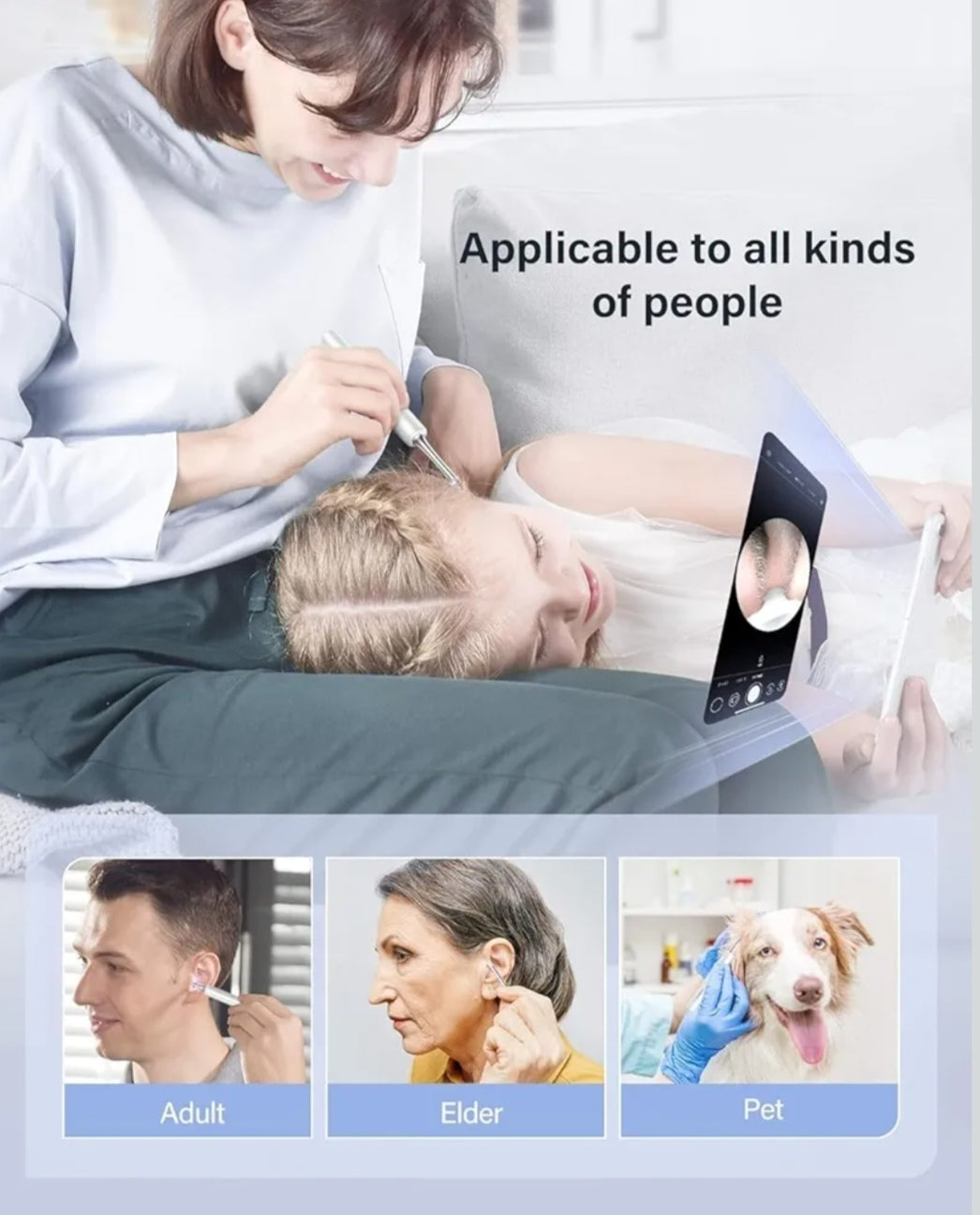 🧠 Smart Visual Ear Cleaner – 1080P HD Otoscope with 6 LED Lights