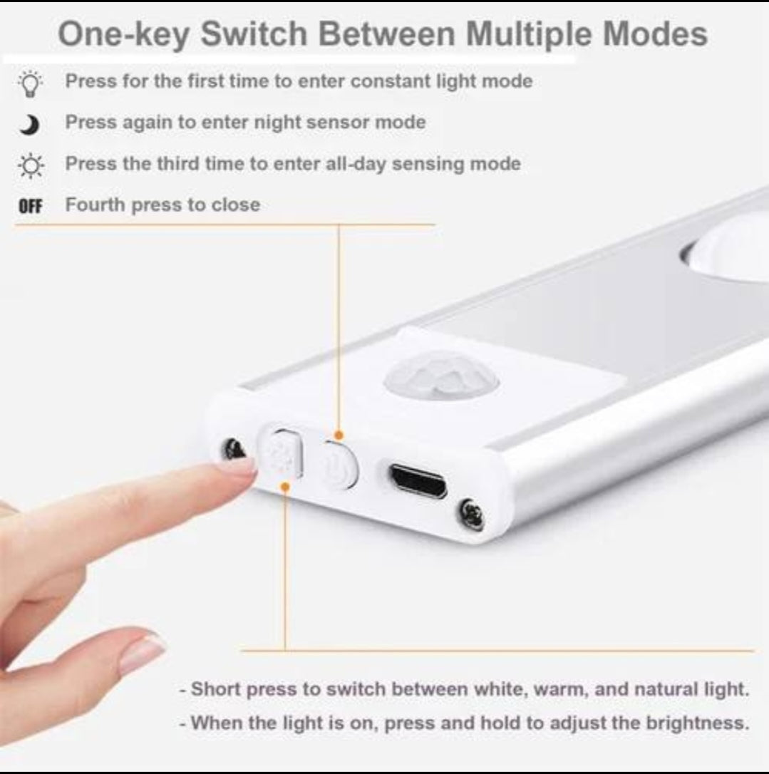 ✨ Motion Sensor LED Under Cabinet Light – Rechargeable Wireless Night Lamp 💡