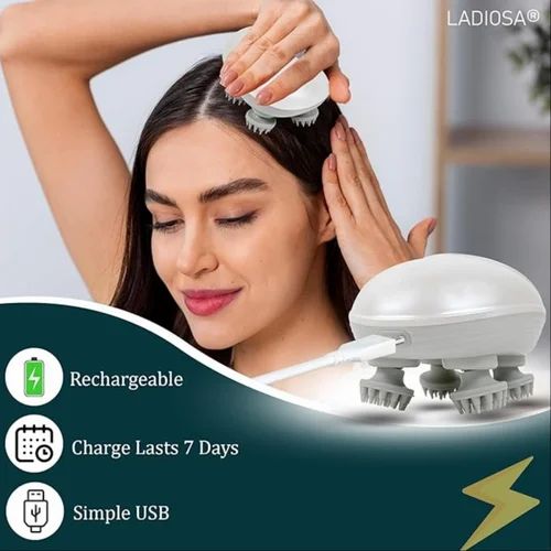 💆‍♀️ Electric Scalp Massager✨ | LED Light Therapy 💡 | 4 Detachable Heads 🔄 | Waterproof Design | Deep Relaxation & Hair Care Tool 🌿