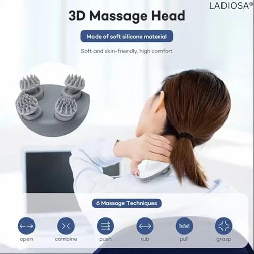 💆‍♀️ Electric Scalp Massager✨ | LED Light Therapy 💡 | 4 Detachable Heads 🔄 | Waterproof Design | Deep Relaxation & Hair Care Tool 🌿