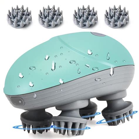 💆‍♀️ Electric Scalp Massager✨ | LED Light Therapy 💡 | 4 Detachable Heads 🔄 | Waterproof Design | Deep Relaxation & Hair Care Tool 🌿